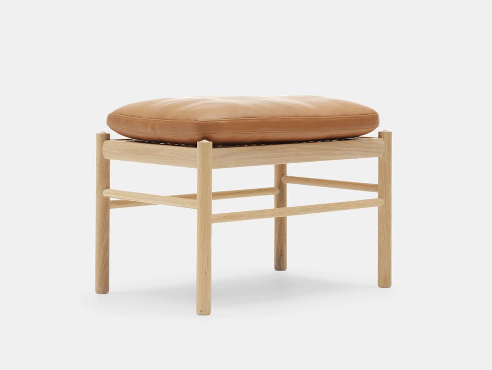 Carl Hansen Ow149 F Colonial Stool Oak Tan Leather Ole Wanscher