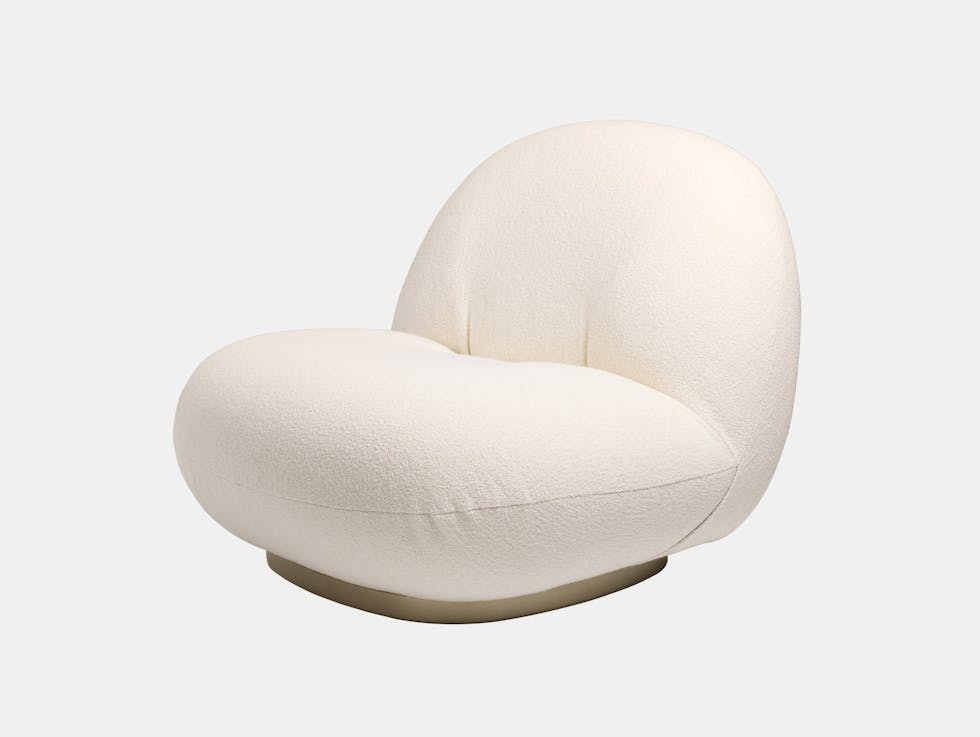 Gubi Pacha Lounge Chair Pearl Gold Base Dedar Karakorum Pierre Paulin