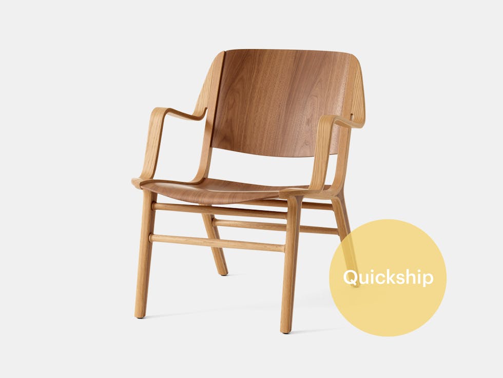 Quickship andtradition hvidt molgaard hm11 ax lounge chair oak walnut