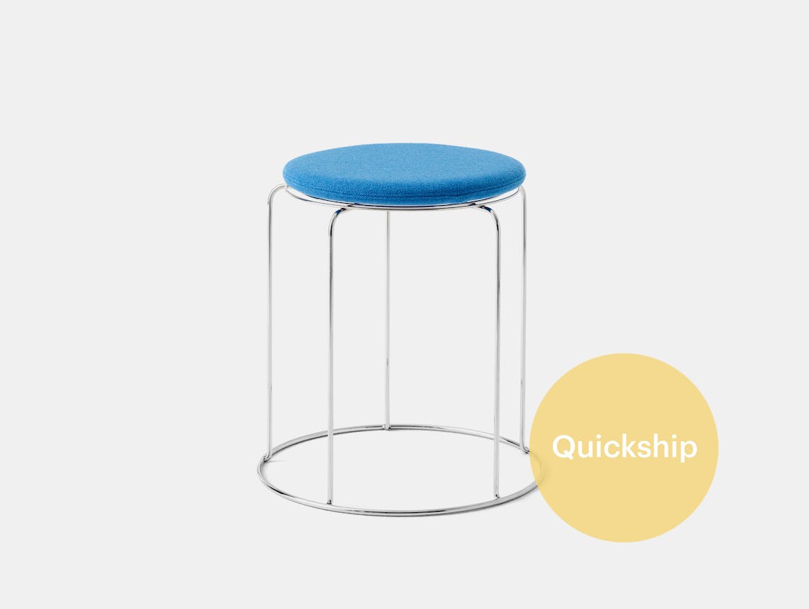 Quickship tradition verner panton wire stool vp11 mirror polished steel hallingdal 723 blue