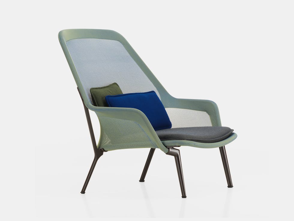 Vitra Slow Lounge Chair blue green chocolate base Bouroullec